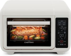 Chefman Air Fryer Toaster Oven Combo. Countertop Oven for Quick & Healthy Meals. Bake. Broil. Air Fry. Toast. and Bagel Functions. 450??F Max Temp. 4 Slice Toaster Oven Air Fryer Combo ?C Ivory