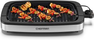 Chefman Smokeless Indoor Electric Grill. Extra Large Grilling Surface. Nonstick Table Top Grill for Indoor Grilling and BBQ with Adjustable Temperature Control. Drip Tray. Dishwasher-Safe Parts