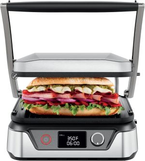 Chefman 5-in-1 Digital Panini Press Grill Sandwich Maker and Griddle Grill Combo with Removable. Reversible Dishwasher-Safe Grilling Plates. Opens 180?? for Indoor BBQ /Flat Top Grill. Stainless steel
